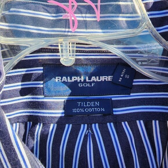 Ralph Lauren Golf Tilden Men Long Sleeve Navy Striped Cotton Shirt Size XXL - Picture 4 of 6